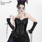 EVA LADY Women's Gothic Lace-up Beaded Lace Overbust Corset Black