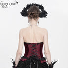 EVA LADY Women's Gothic Lace-up Beaded Lace Overbust Corset Red