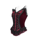EVA LADY Women's Gothic Lace-up Beaded Lace Overbust Corset Red