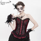 EVA LADY Women's Gothic Lace-up Beaded Lace Overbust Corset Red