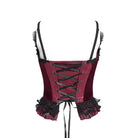 EVA LADY Women's Gothic Lace-up Beaded Lace Overbust Corset Red