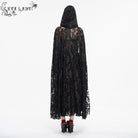 EVA LADY Women's Gothic Lace-up Flocking Lace Cloak with Hood