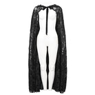 EVA LADY Women's Gothic Lace-up Flocking Lace Cloak with Hood