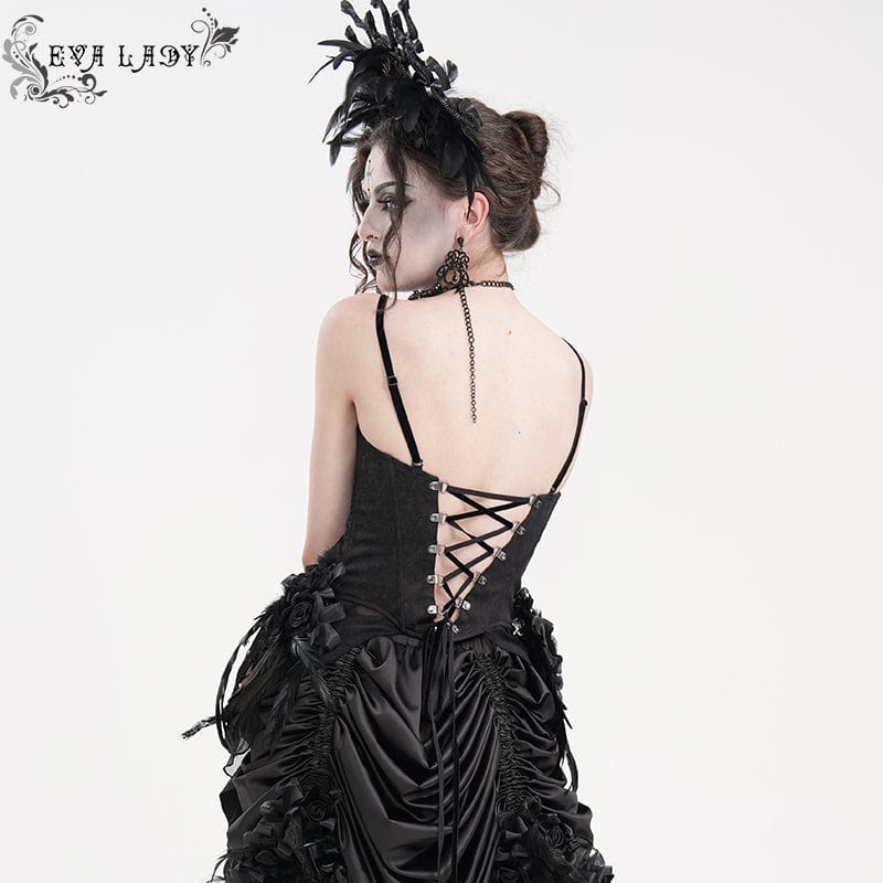 EVA LADY Women's Gothic Lace-up Lace Overbust Corset