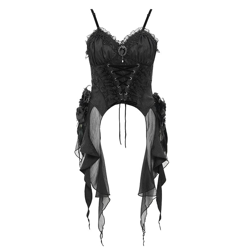 EVA LADY Women's Gothic Lace-up Lace Overbust Corset