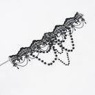 EVA LADY Women's Gothic Lace-up Mesh Splice Plunging V-neck Velvet Maxi Dress Black
