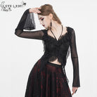 EVA LADY Women's Gothic Lace-up Ruffled Mesh Shirt