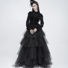 EVA LADY Women's Gothic Lace-up Ruffled Turn-down Collar Long Sleeve Blouse