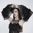 EVA LADY Women's Gothic Layered Beaded Ruffle Rose Mesh Arm Sleeves