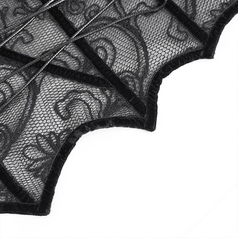EVA LADY Women's Gothic Mesh Front Busk Criss‑cross Lace‑up Overbust Corset