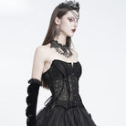 EVA LADY Women's Gothic Mesh Front Busk Criss‑cross Lace‑up Overbust Corset