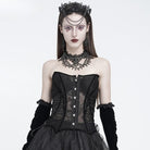 EVA LADY Women's Gothic Mesh Front Busk Criss‑cross Lace‑up Overbust Corset