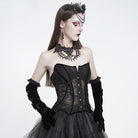 EVA LADY Women's Gothic Mesh Front Busk Criss‑cross Lace‑up Overbust Corset