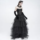 EVA LADY Women's Gothic Mesh Front Busk Criss‑cross Lace‑up Overbust Corset