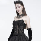 EVA LADY Women's Gothic Mesh Front Busk Criss‑cross Lace‑up Overbust Corset