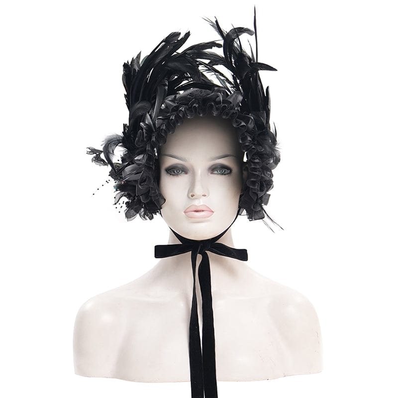 EVA LADY Women's Gothic Mesh Strap Feather Hair Accessories