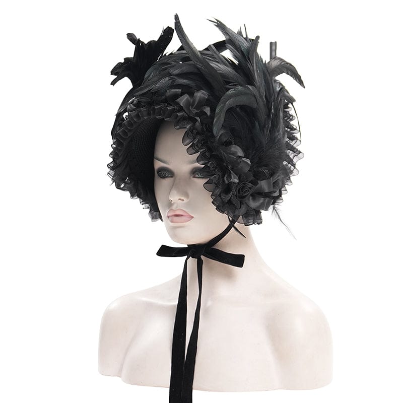 EVA LADY Women's Gothic Mesh Strap Feather Hair Accessories