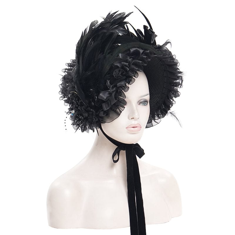 EVA LADY Women's Gothic Mesh Strap Feather Hair Accessories