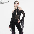 EVA LADY Damen Gothic Off Shoulder Mesh Shirt mit ausgestellten Ärmeln
