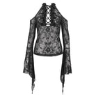 EVA LADY Damen Gothic Off Shoulder Mesh Shirt mit ausgestellten Ärmeln