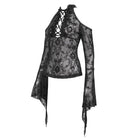 EVA LADY Damen Gothic Off Shoulder Mesh Shirt mit ausgestellten Ärmeln