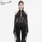 EVA LADY Damen Gothic Off Shoulder Mesh Shirt mit ausgestellten Ärmeln