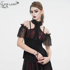 EVA LADY Women's Gothic Off Shoulder Lace Splice Shirt