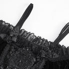 EVA LADY Women's Gothic Off Shoulder Lace Splice Velvet Shirt Black