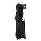 EVA LADY Women's Gothic Off Shoulder Rose Beaded Velvet Black Dress