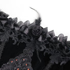 EVA LADY Women's Gothic Off Shoulder Rose Beaded Velvet Red Dress