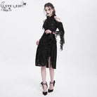 EVA LADY Women's Gothic Off-the-shouder Drawstring Velvet Party Dress