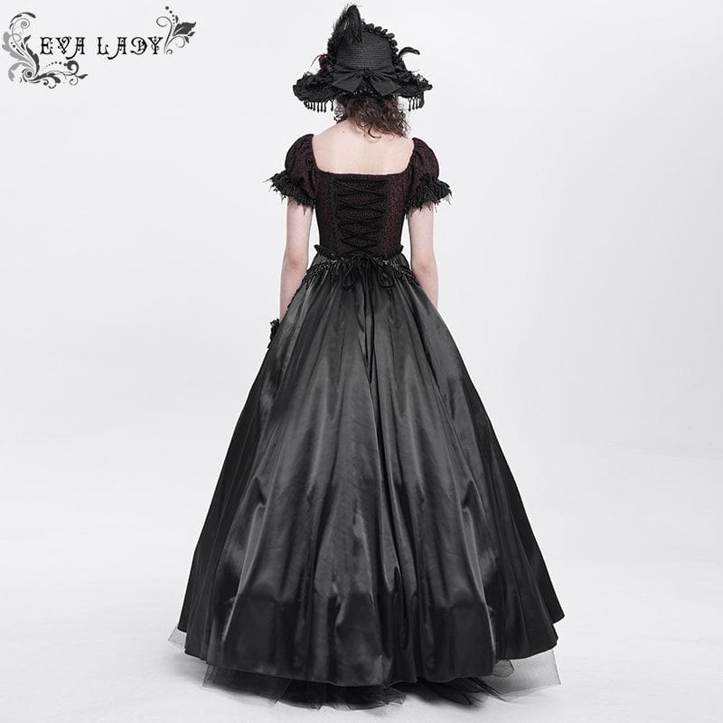 EVA LADY Women's Gothic Off-the-shoulder Lace Splice Prom Dress Black