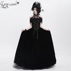 EVA LADY Women's Gothic Off-the-shoulder Lace-up Velvet Gown Dress