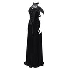EVA LADY Women's Gothic Off-the-shoulder Lace-up Velvet Gown Dress