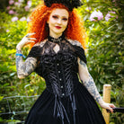 EVA LADY Women's Gothic Off-the-shoulder Lace-up Velvet Gown Dress