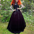 EVA LADY Women's Gothic Off-the-shoulder Lace-up Velvet Gown Dress