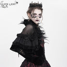 EVA LADY Women's Gothic Plumed Lace Velvet Cape