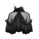 EVA LADY Women's Gothic Plumed Lace Velvet Cape