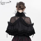 EVA LADY Women's Gothic Plumed Lace Velvet Cape