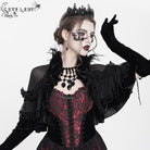 EVA LADY Women's Gothic Plumed Lace Velvet Cape