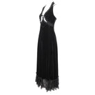 EVA LADY Damen Gothic Tiefer Ausschnitt Schnürung Spitzensaum Slipkleid Schwarz