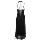 EVA LADY Damen Gothic Tiefer Ausschnitt Schnürung Spitzensaum Slipkleid Schwarz