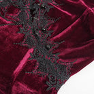 EVA LADY Women's Gothic Plunging Lace-up Lace Hem Slip Dress Red