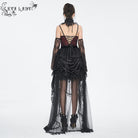 EVA LADY Women's Gothic Plunging Layered Lace Shirt with Oversleeves