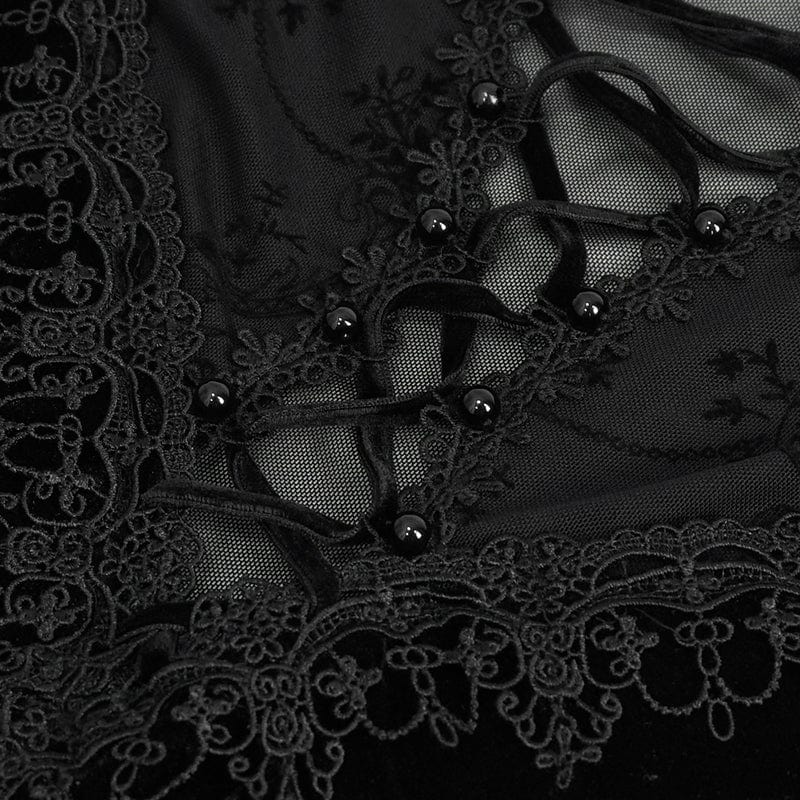 EVA LADY Women's Gothic Plunging Mesh Splice Velvet Dress
