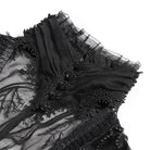 EVA LADY Women's Gothic Plunging Stand Collar Short Sleeved Maxi Dress Black