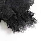 EVA LADY Women's Gothic Plunging Stand Collar Short Sleeved Maxi Dress Black