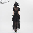 EVA LADY Women's Gothic Plunging Stand Collar Short Sleeved Maxi Dress Black