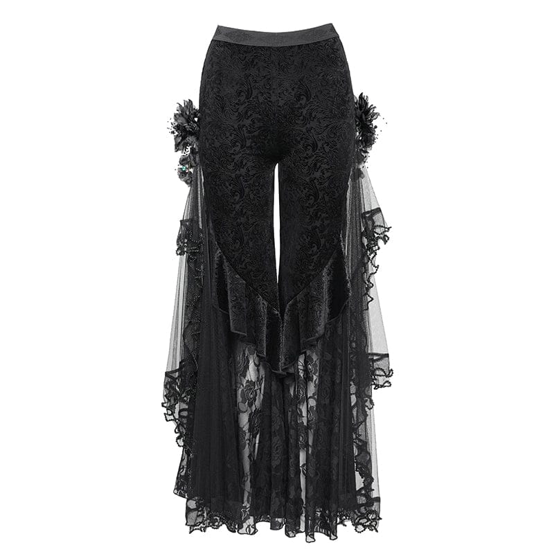 EVA LADY Women's Gothic Printed Mesh Floral Pants