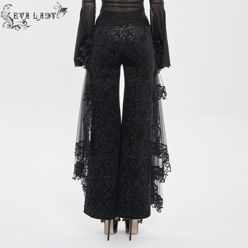 EVA LADY Women's Gothic Printed Mesh Floral Pants